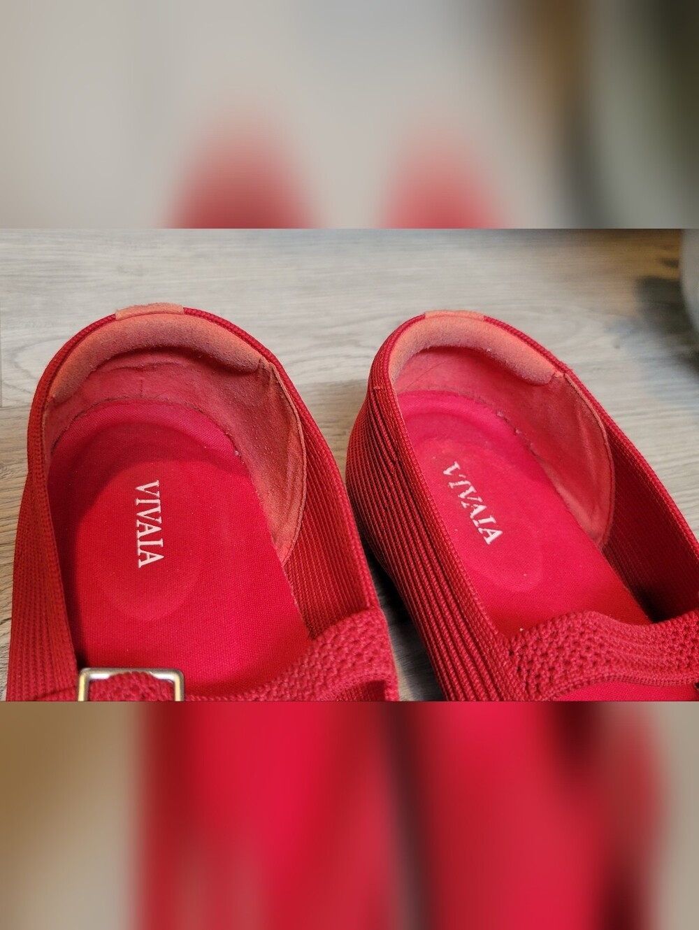Vivaia Mary Jane Buckle Square-Toe V-Cut Red Flats, Women's US 8 EU 39 - Picture 11 of 16